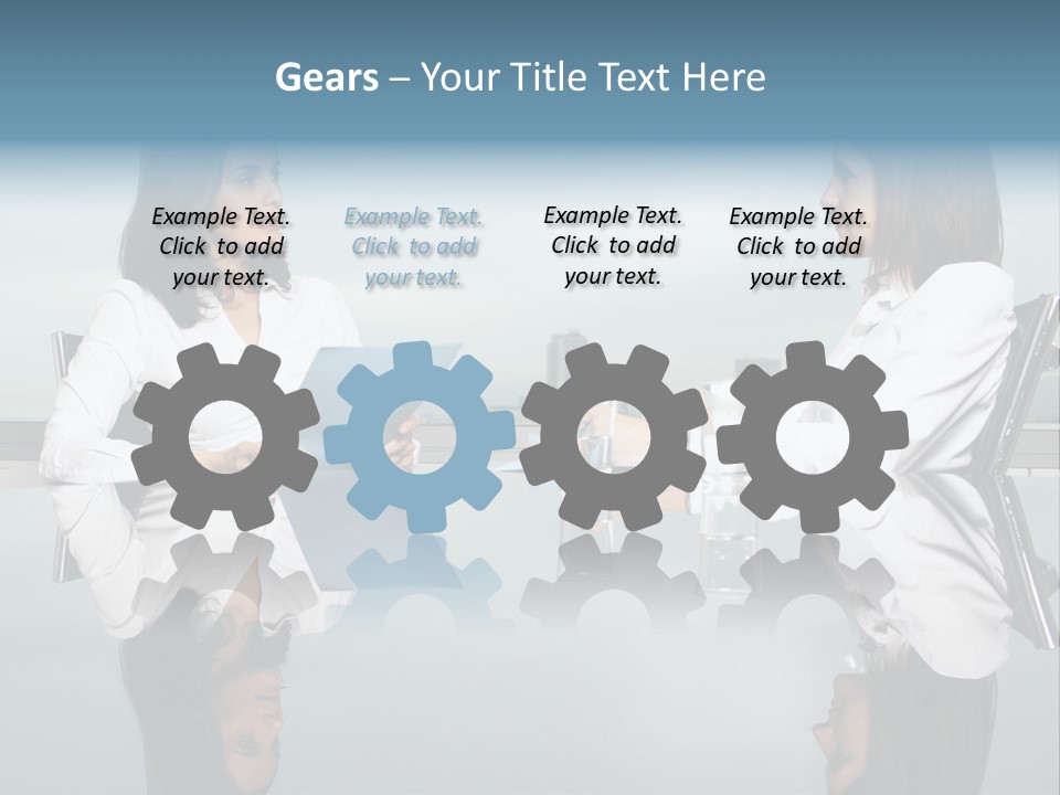 Two Women Sitting At A Table Talking To Each Other PowerPoint Template