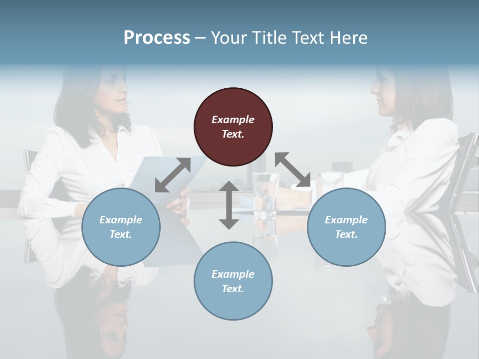 Two Women Sitting At A Table Talking To Each Other PowerPoint Template