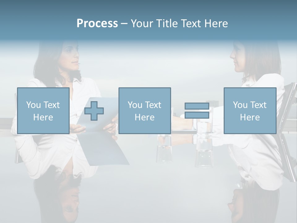 Two Women Sitting At A Table Talking To Each Other PowerPoint Template