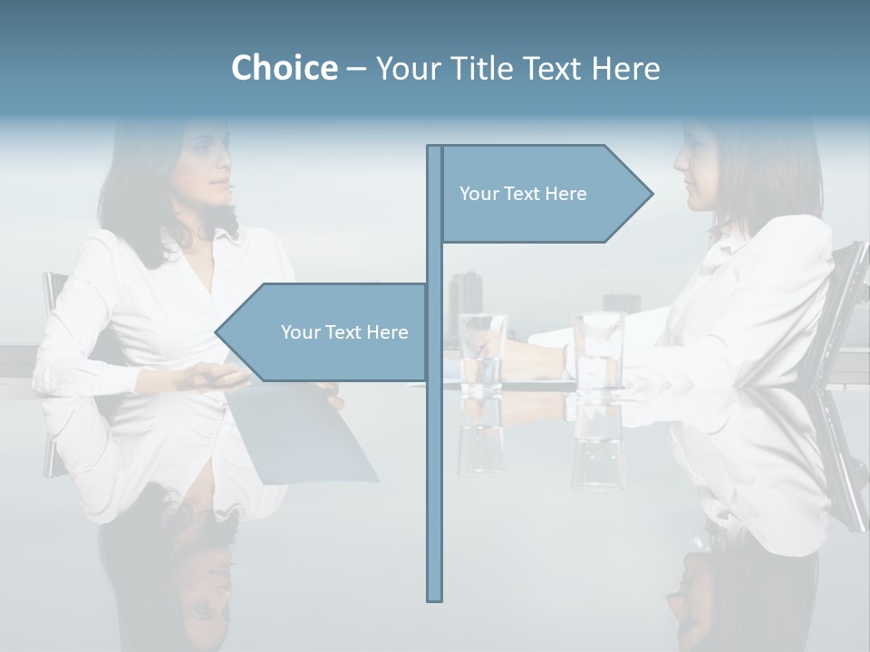 Two Women Sitting At A Table Talking To Each Other PowerPoint Template