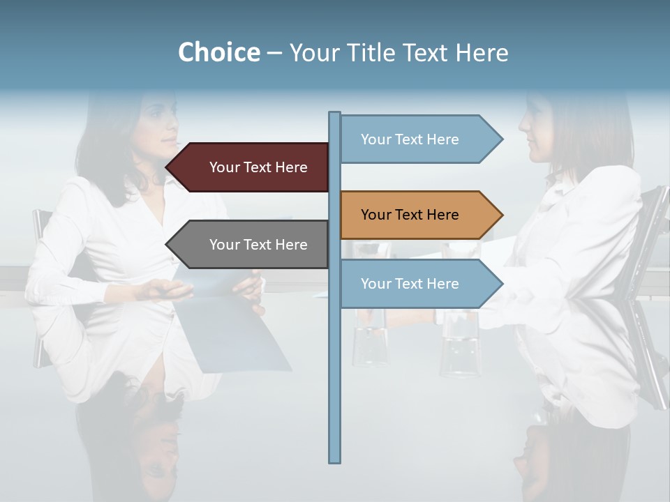 Two Women Sitting At A Table Talking To Each Other PowerPoint Template