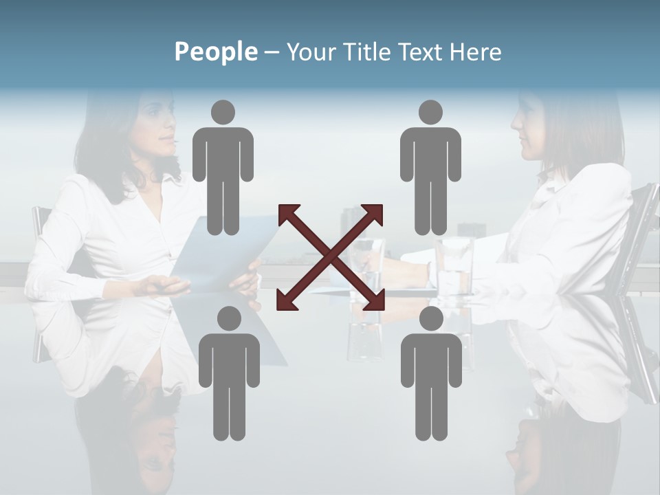 Two Women Sitting At A Table Talking To Each Other PowerPoint Template