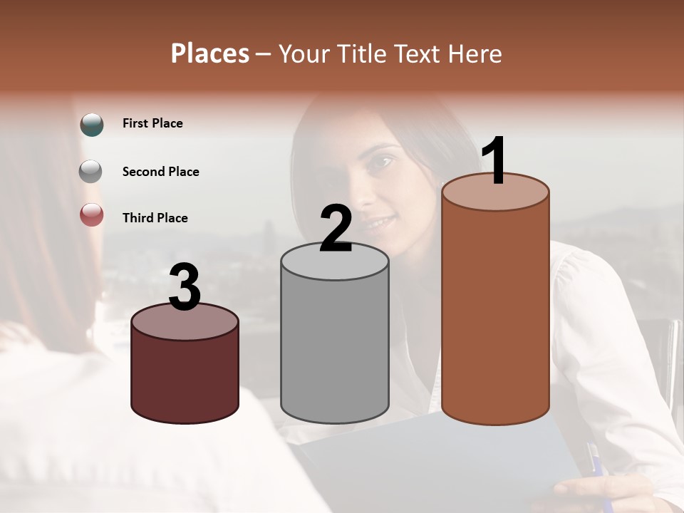 A Woman Sitting At A Desk Talking To Another Woman PowerPoint Template