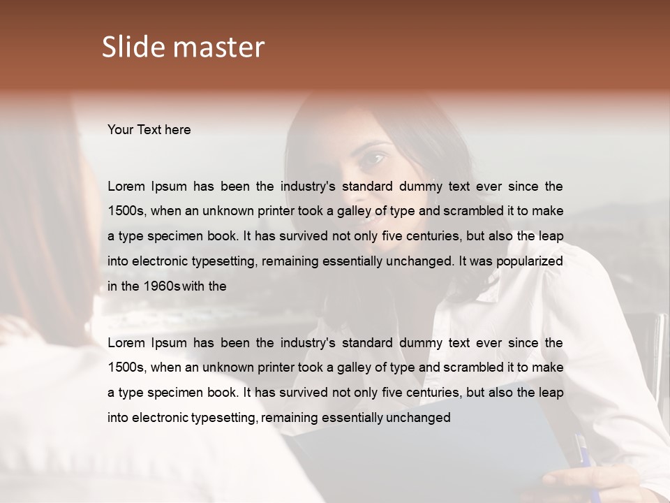 A Woman Sitting At A Desk Talking To Another Woman PowerPoint Template