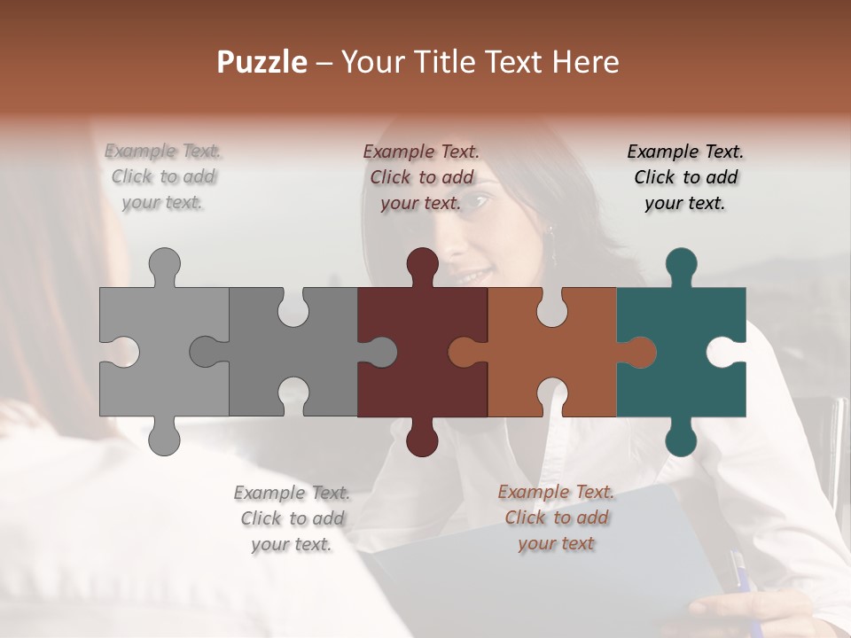 A Woman Sitting At A Desk Talking To Another Woman PowerPoint Template