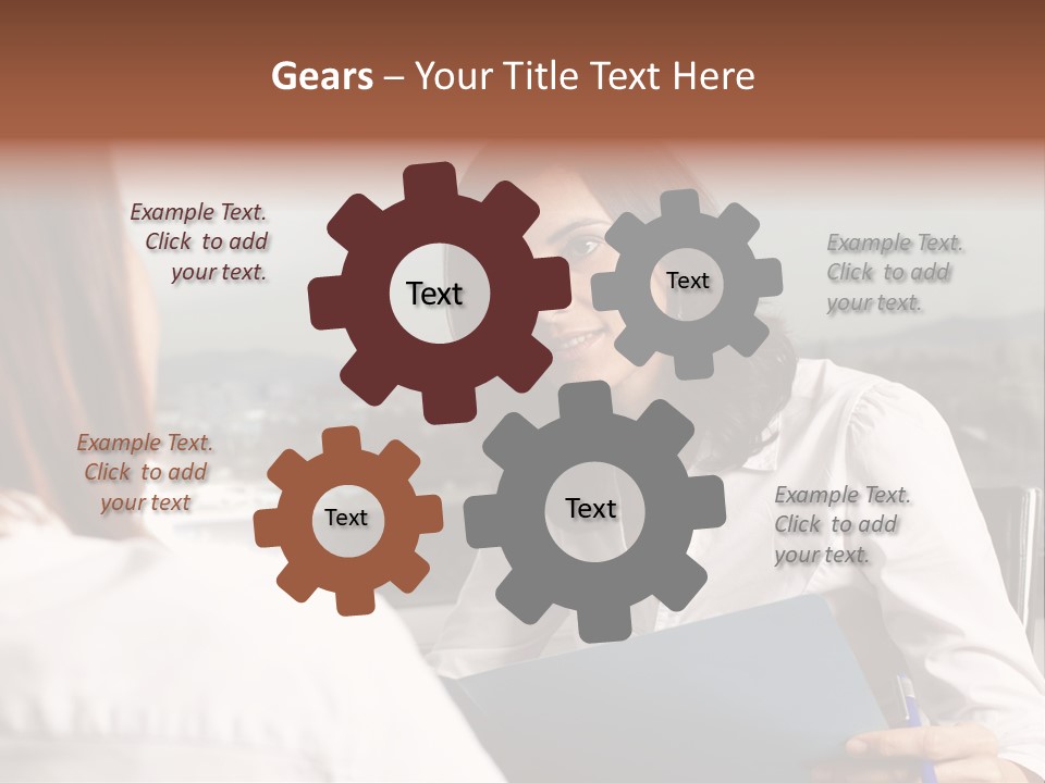 A Woman Sitting At A Desk Talking To Another Woman PowerPoint Template