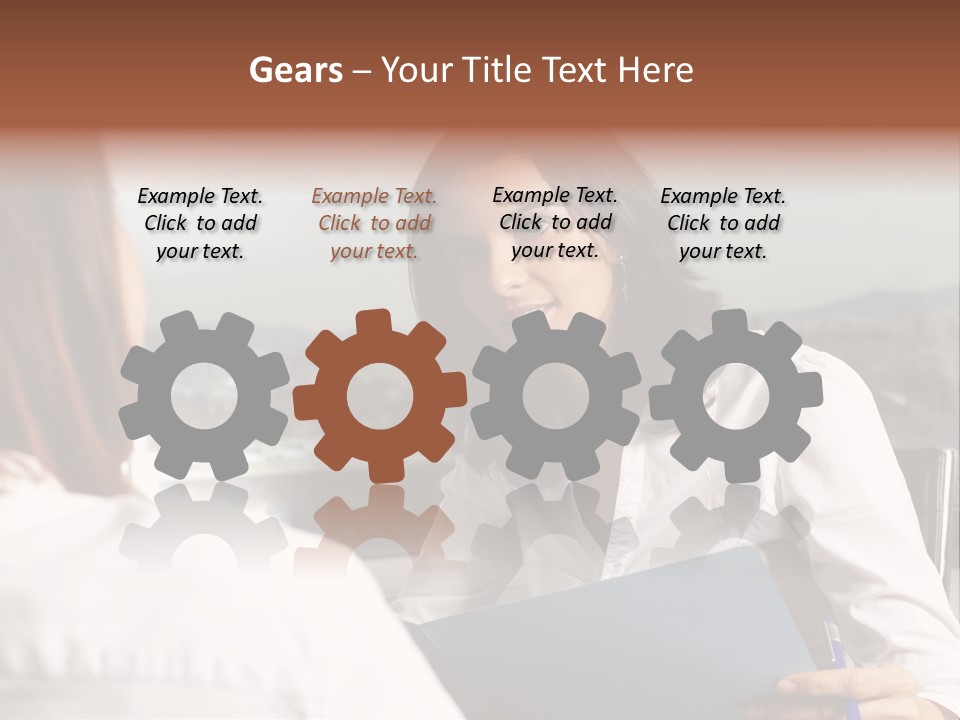 A Woman Sitting At A Desk Talking To Another Woman PowerPoint Template