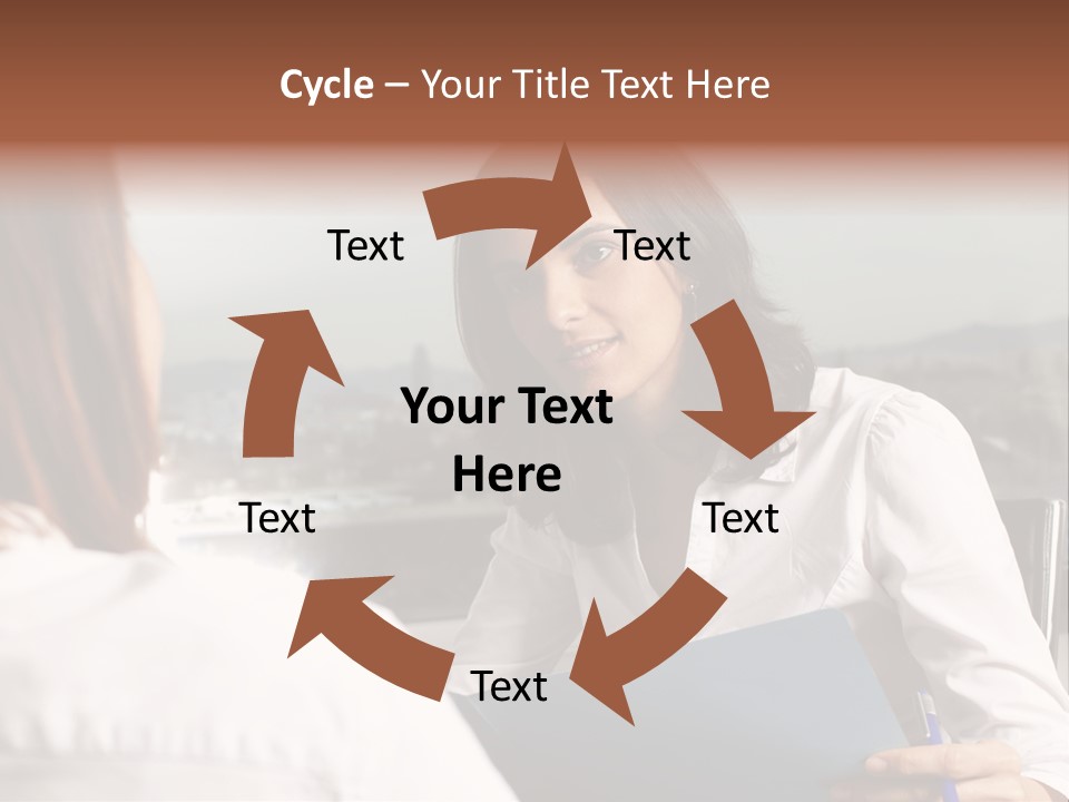 A Woman Sitting At A Desk Talking To Another Woman PowerPoint Template