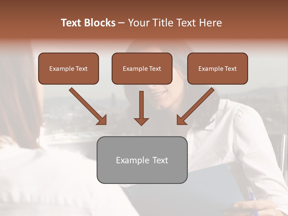 A Woman Sitting At A Desk Talking To Another Woman PowerPoint Template