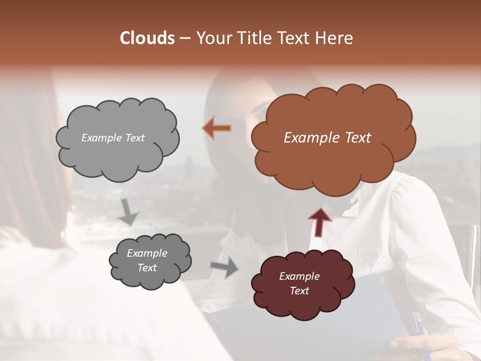 A Woman Sitting At A Desk Talking To Another Woman PowerPoint Template