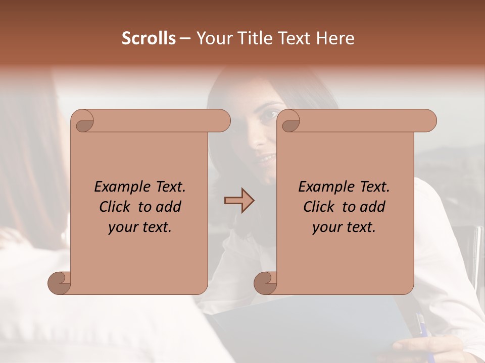 A Woman Sitting At A Desk Talking To Another Woman PowerPoint Template