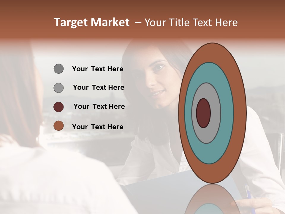 A Woman Sitting At A Desk Talking To Another Woman PowerPoint Template