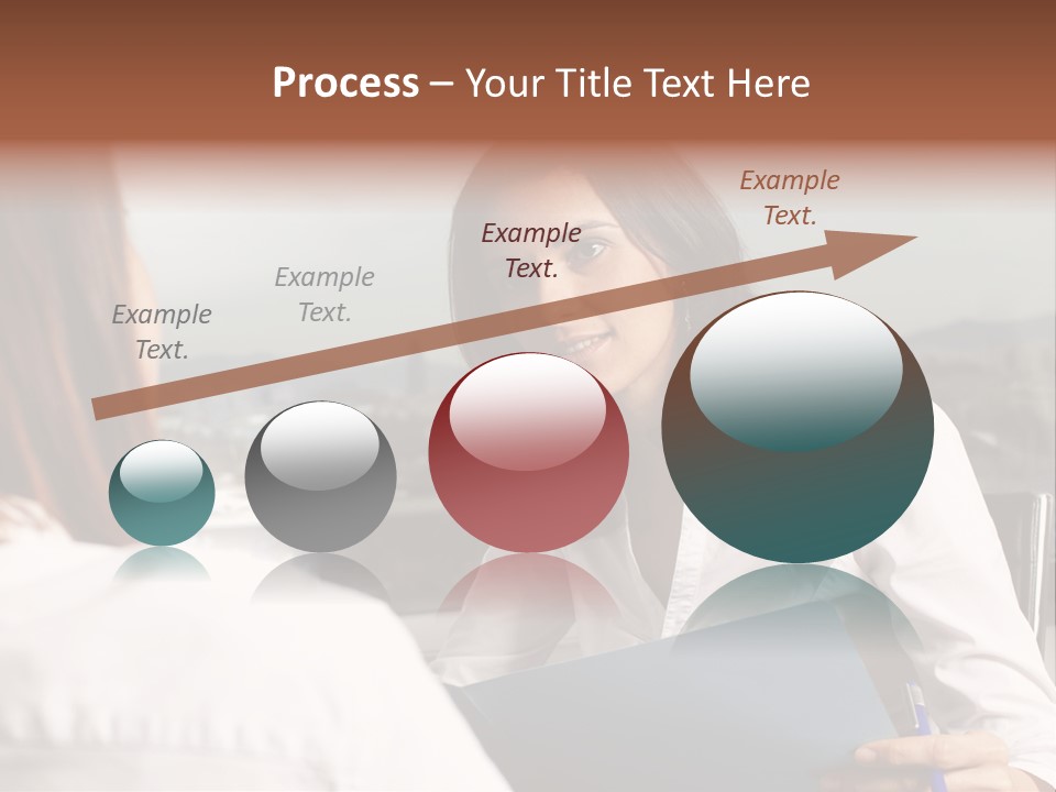 A Woman Sitting At A Desk Talking To Another Woman PowerPoint Template