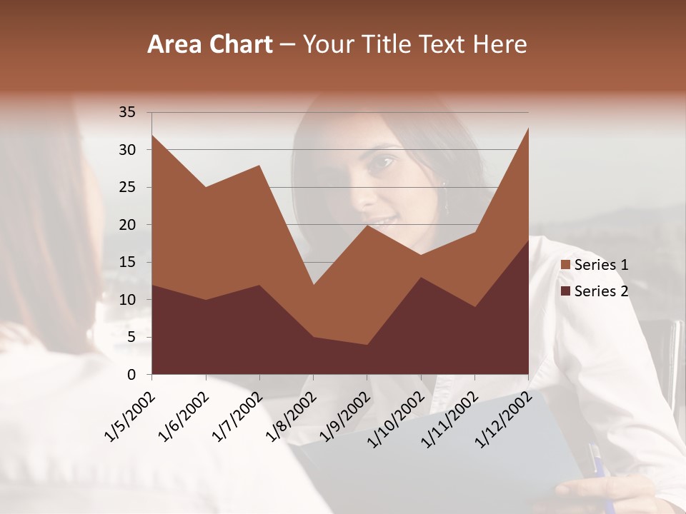 A Woman Sitting At A Desk Talking To Another Woman PowerPoint Template
