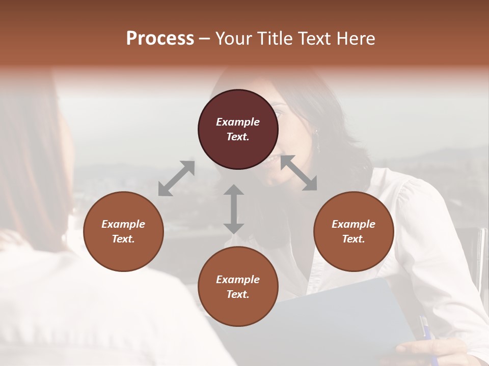 A Woman Sitting At A Desk Talking To Another Woman PowerPoint Template