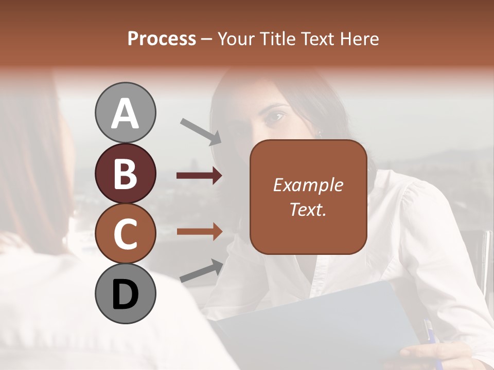A Woman Sitting At A Desk Talking To Another Woman PowerPoint Template