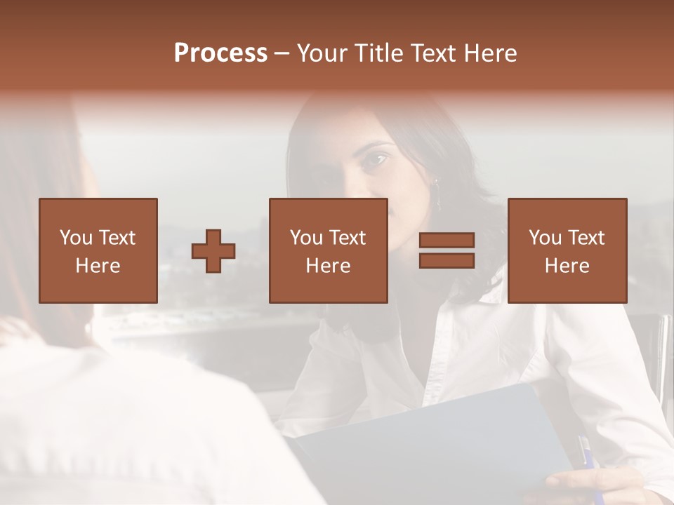 A Woman Sitting At A Desk Talking To Another Woman PowerPoint Template
