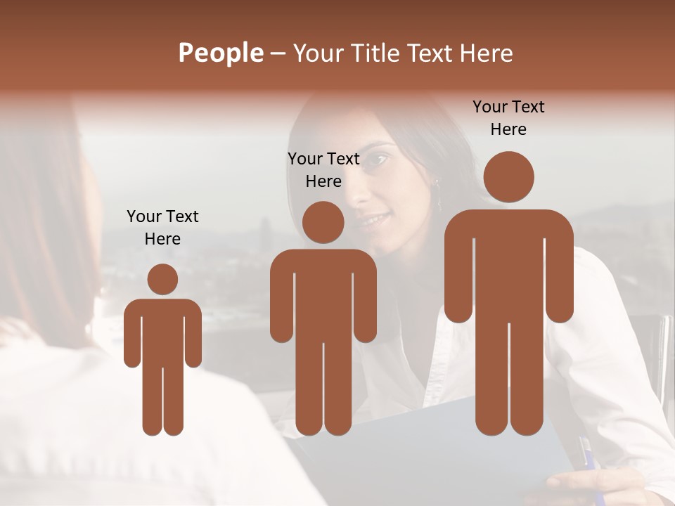 A Woman Sitting At A Desk Talking To Another Woman PowerPoint Template