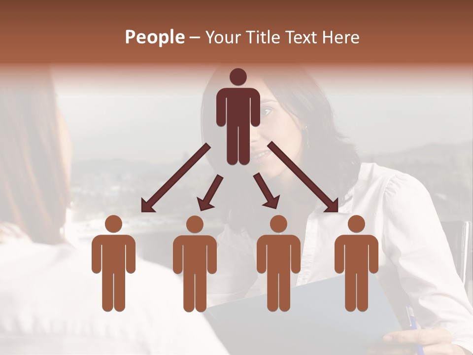 A Woman Sitting At A Desk Talking To Another Woman PowerPoint Template