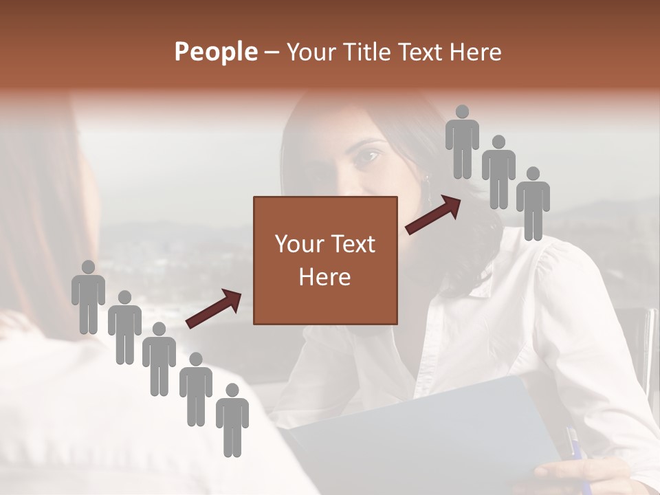 A Woman Sitting At A Desk Talking To Another Woman PowerPoint Template