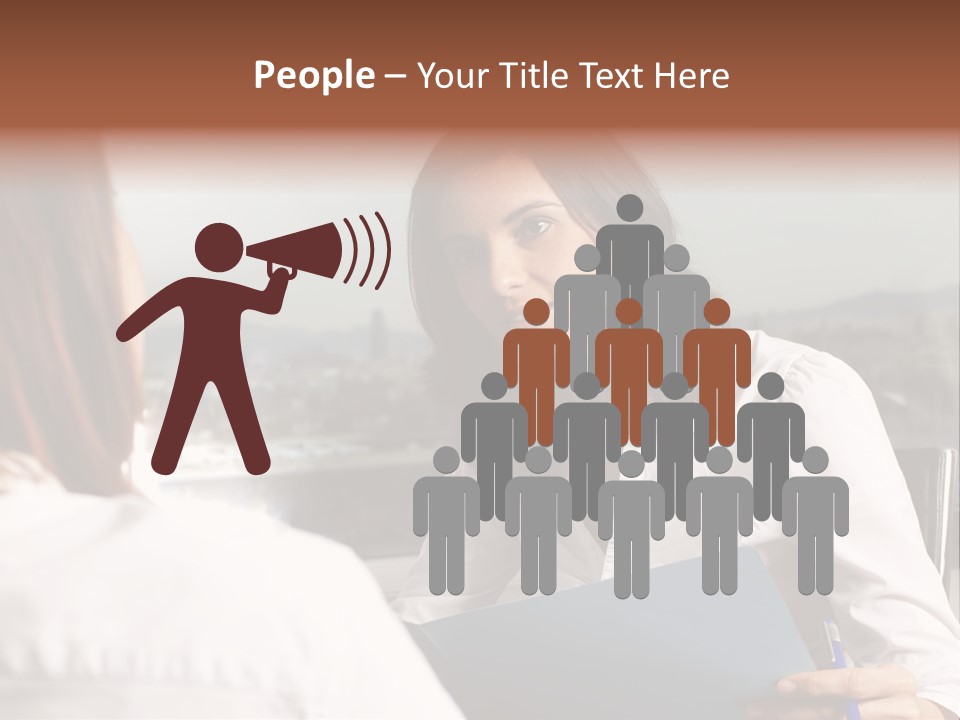 A Woman Sitting At A Desk Talking To Another Woman PowerPoint Template