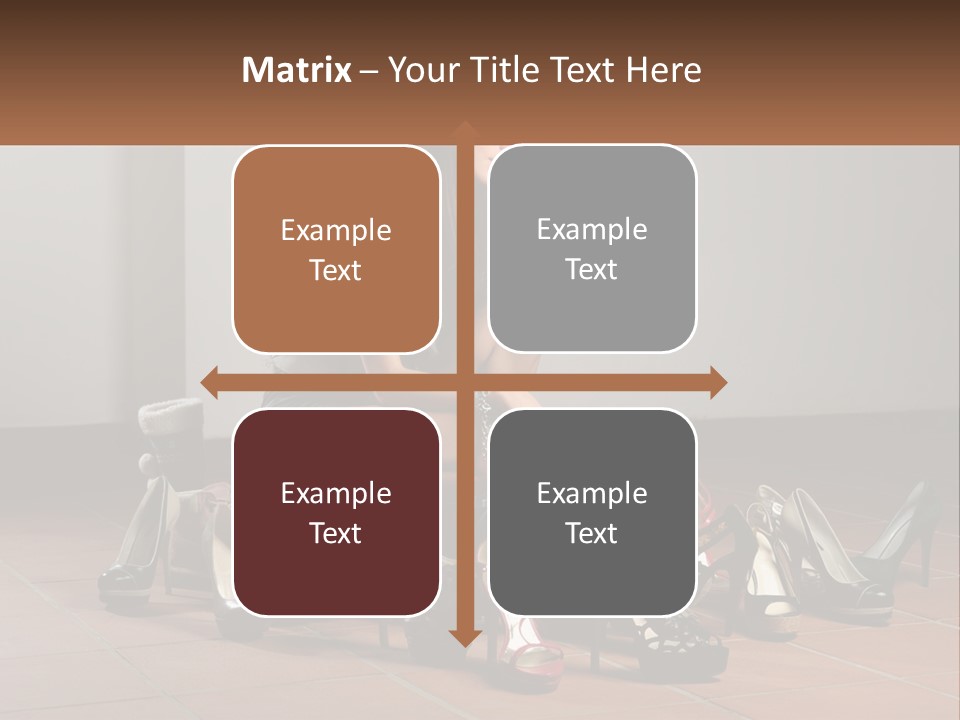 A Woman Kneeling Down Next To A Bunch Of Shoes PowerPoint Template