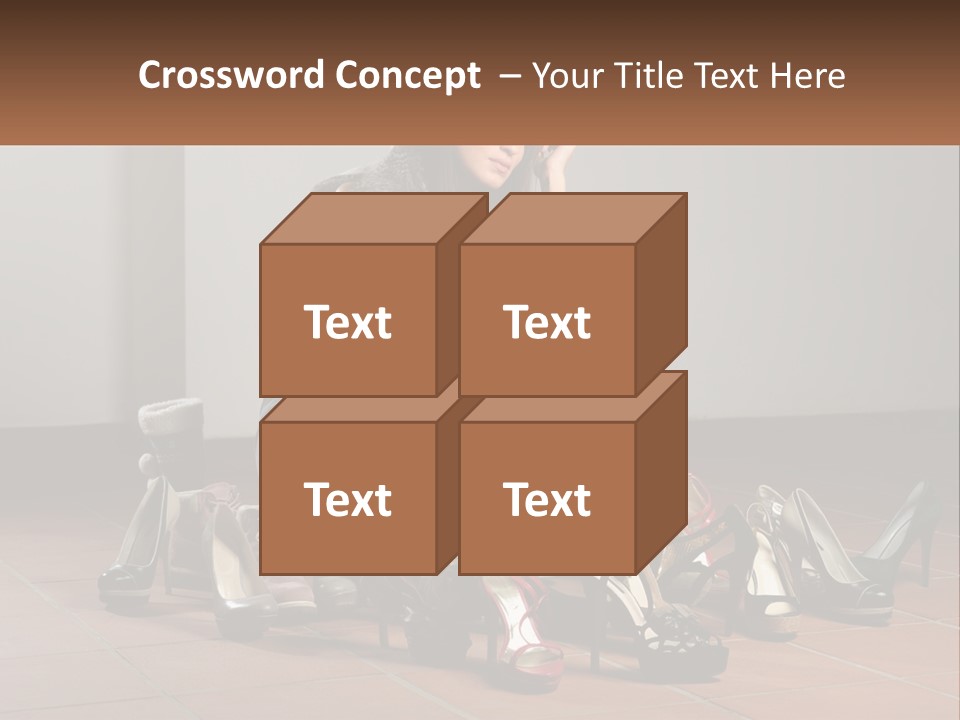 A Woman Kneeling Down Next To A Bunch Of Shoes PowerPoint Template