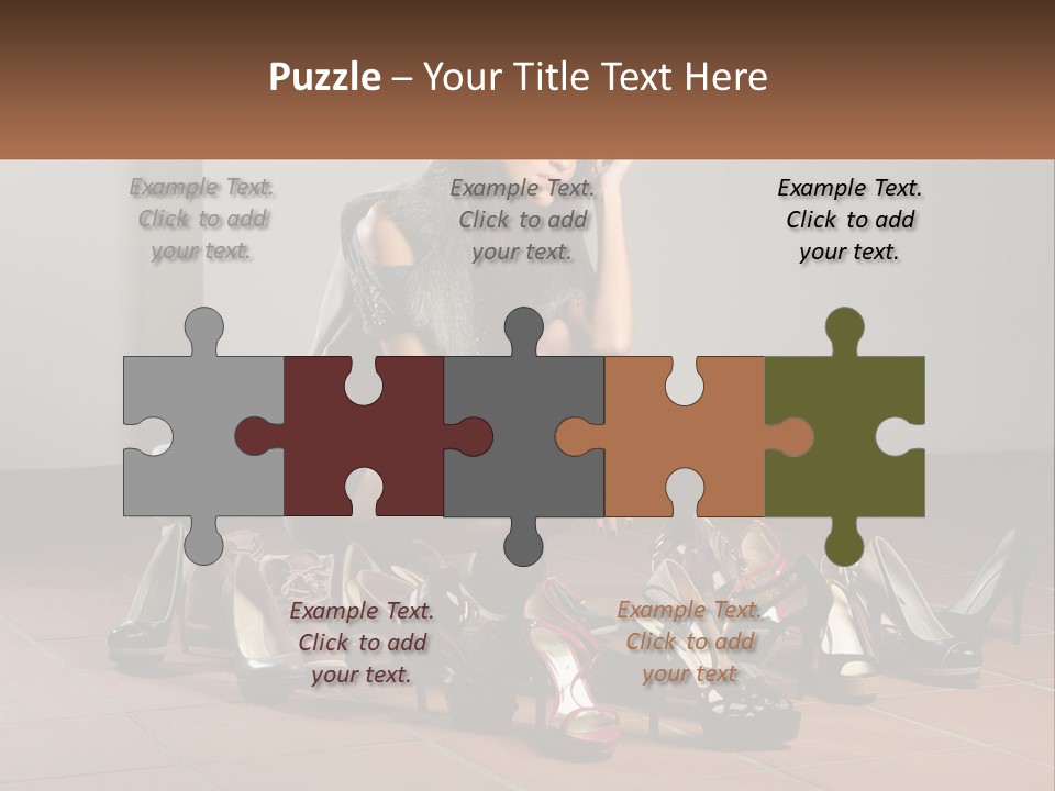 A Woman Kneeling Down Next To A Bunch Of Shoes PowerPoint Template