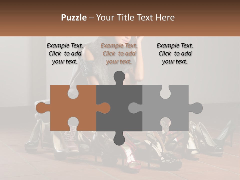 A Woman Kneeling Down Next To A Bunch Of Shoes PowerPoint Template