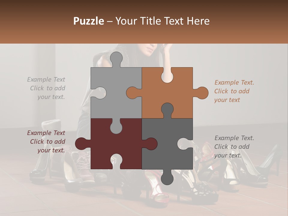 A Woman Kneeling Down Next To A Bunch Of Shoes PowerPoint Template