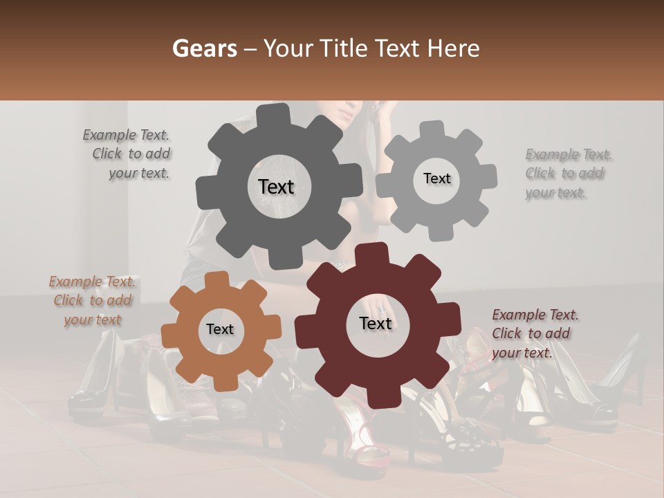 A Woman Kneeling Down Next To A Bunch Of Shoes PowerPoint Template