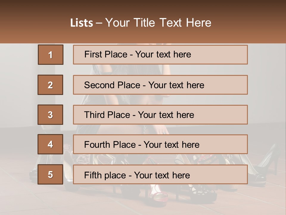 A Woman Kneeling Down Next To A Bunch Of Shoes PowerPoint Template