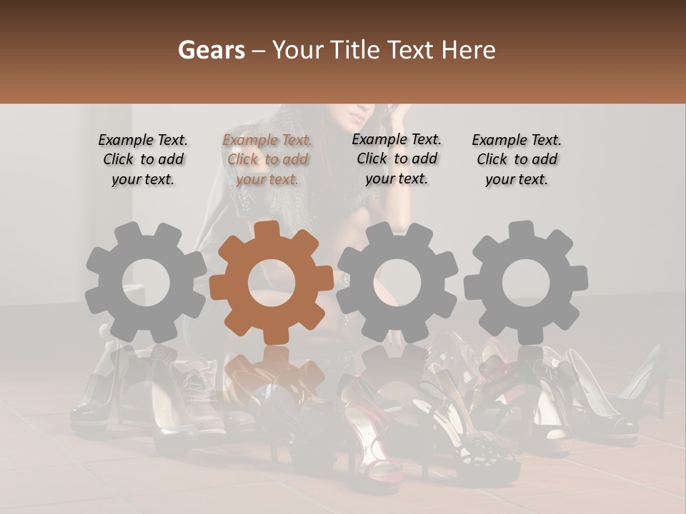 A Woman Kneeling Down Next To A Bunch Of Shoes PowerPoint Template