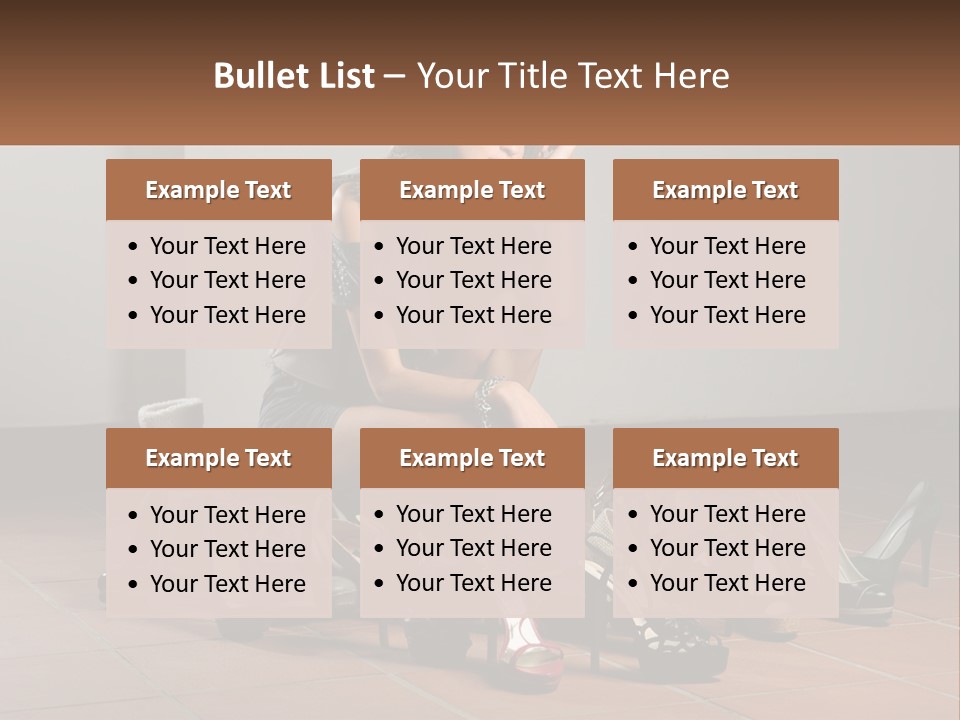 A Woman Kneeling Down Next To A Bunch Of Shoes PowerPoint Template