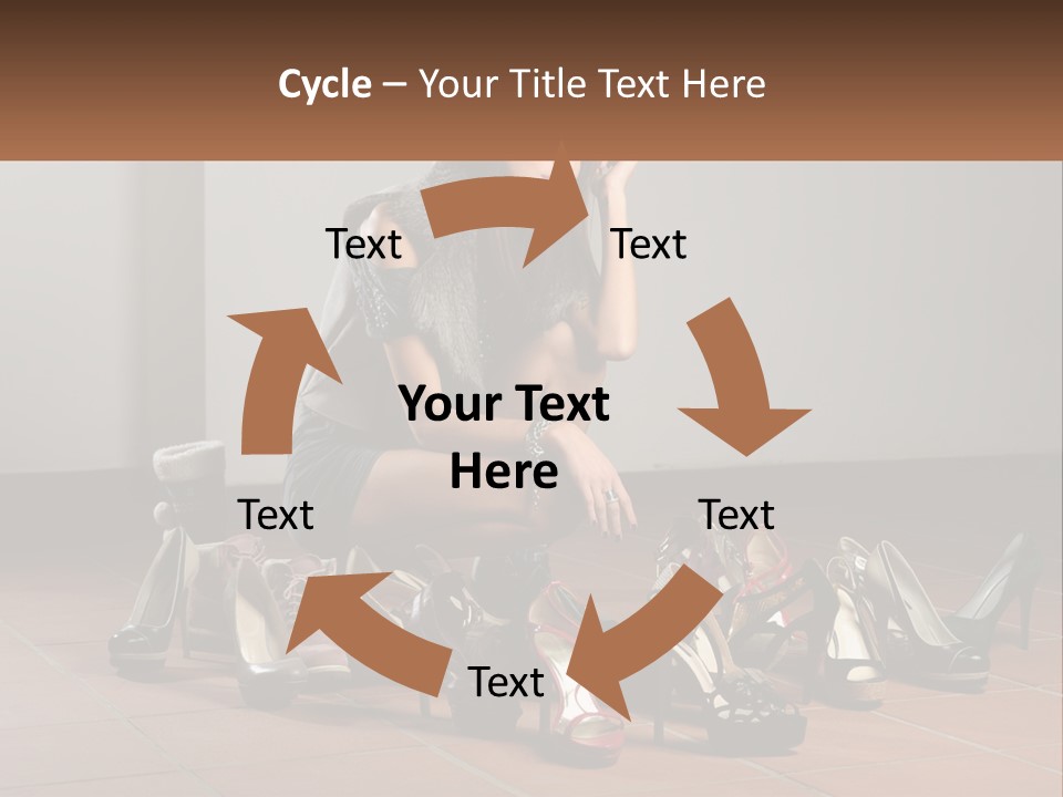 A Woman Kneeling Down Next To A Bunch Of Shoes PowerPoint Template