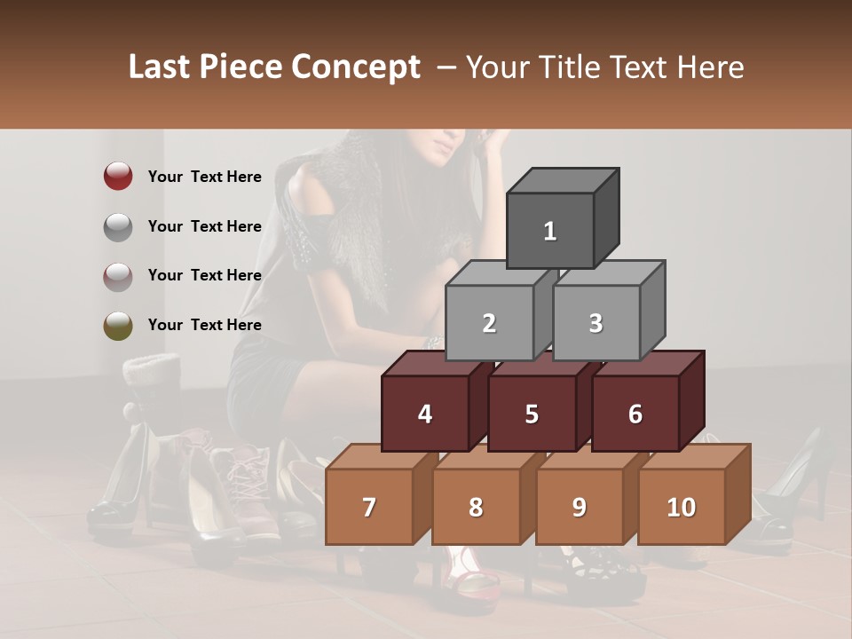 A Woman Kneeling Down Next To A Bunch Of Shoes PowerPoint Template