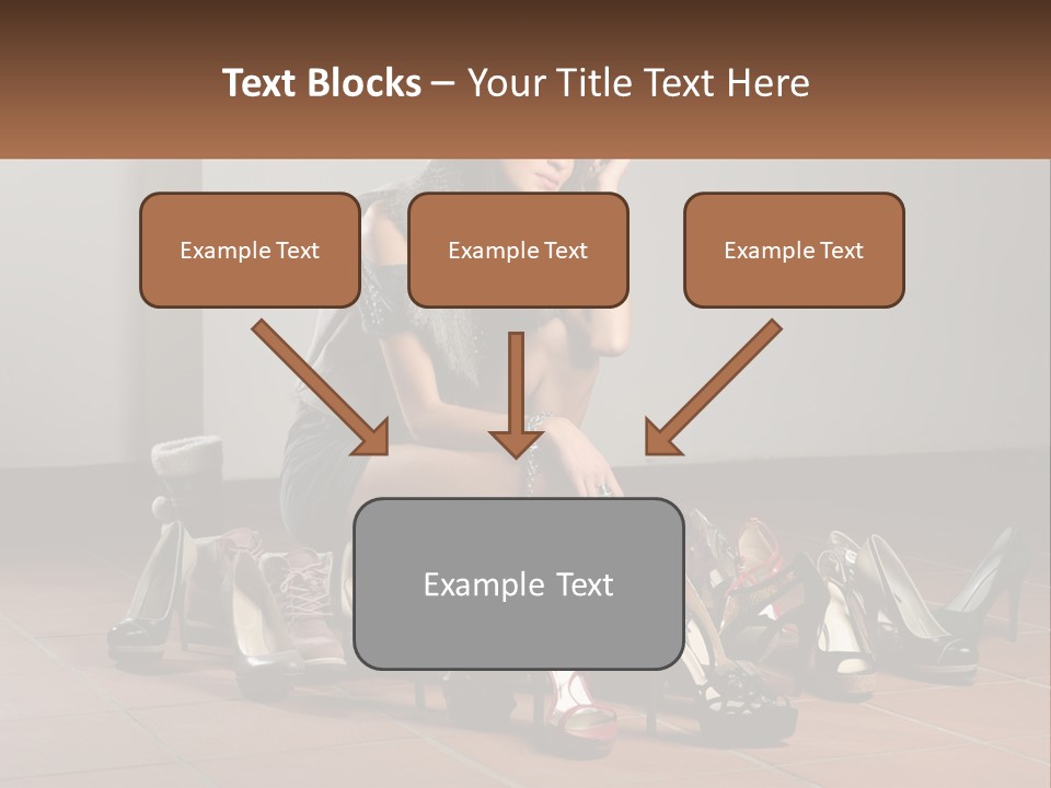 A Woman Kneeling Down Next To A Bunch Of Shoes PowerPoint Template