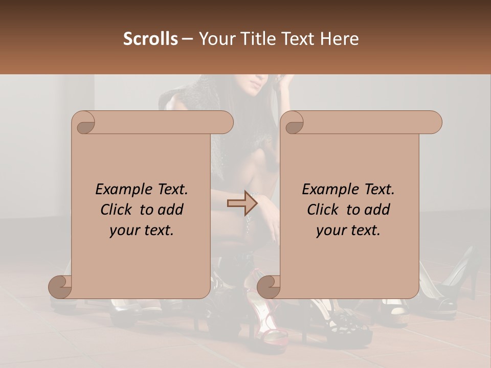 A Woman Kneeling Down Next To A Bunch Of Shoes PowerPoint Template