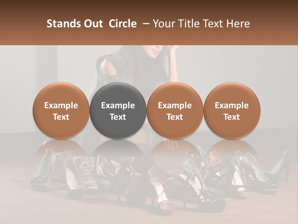 A Woman Kneeling Down Next To A Bunch Of Shoes PowerPoint Template