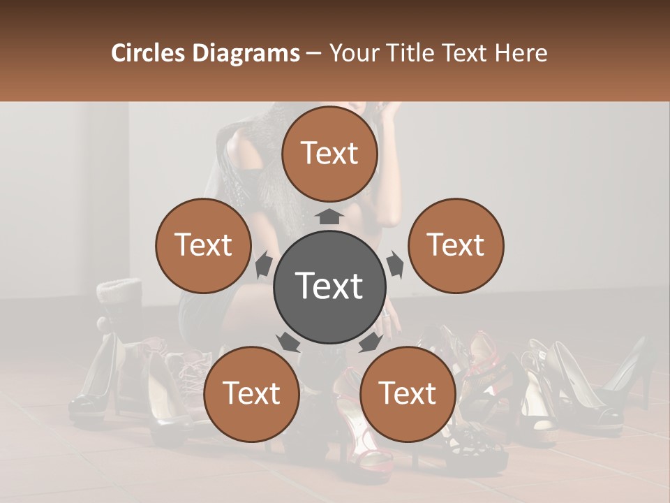 A Woman Kneeling Down Next To A Bunch Of Shoes PowerPoint Template