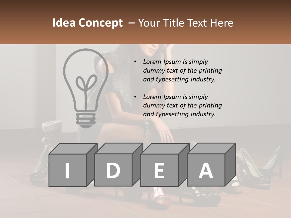 A Woman Kneeling Down Next To A Bunch Of Shoes PowerPoint Template