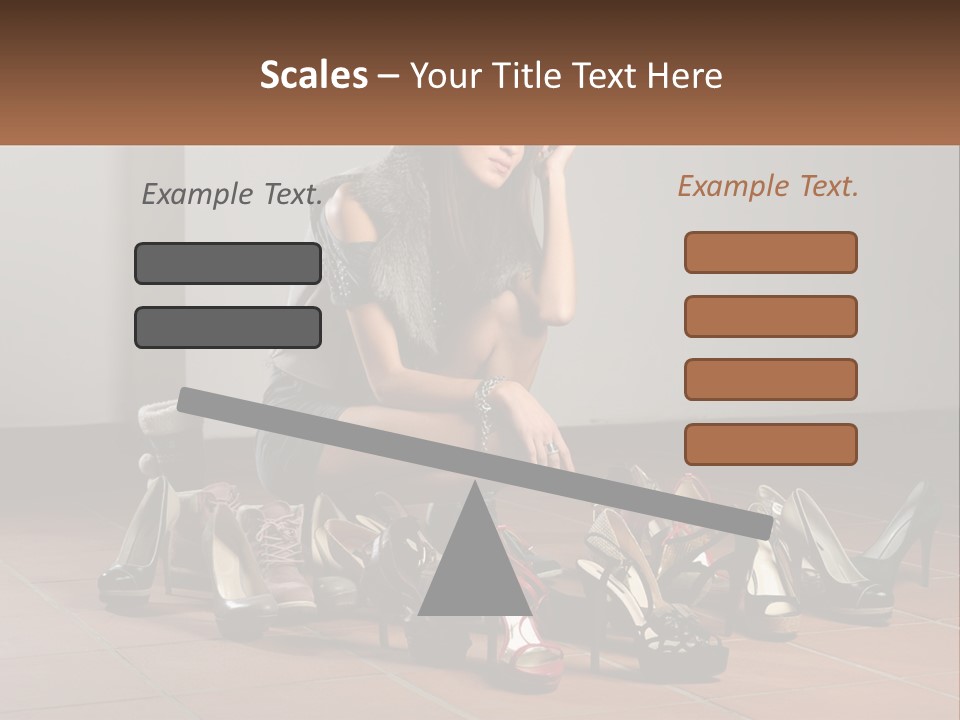 A Woman Kneeling Down Next To A Bunch Of Shoes PowerPoint Template