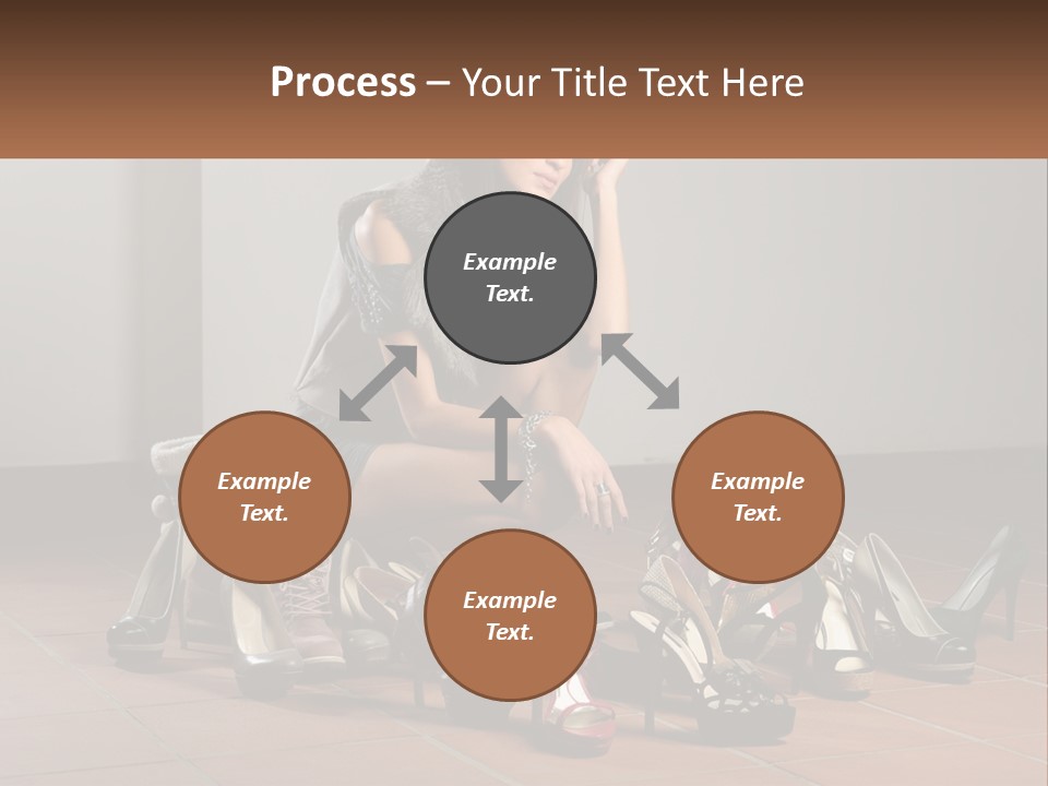 A Woman Kneeling Down Next To A Bunch Of Shoes PowerPoint Template