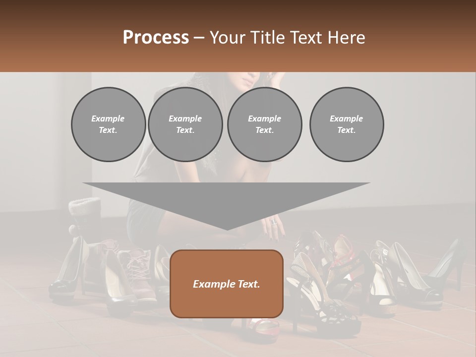 A Woman Kneeling Down Next To A Bunch Of Shoes PowerPoint Template