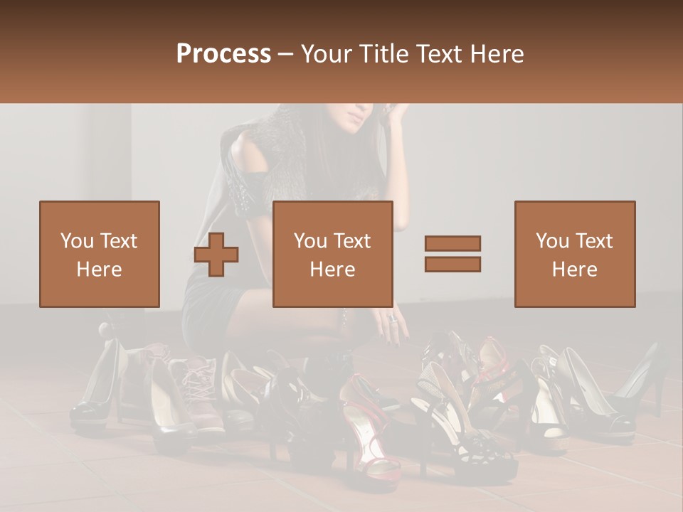 A Woman Kneeling Down Next To A Bunch Of Shoes PowerPoint Template