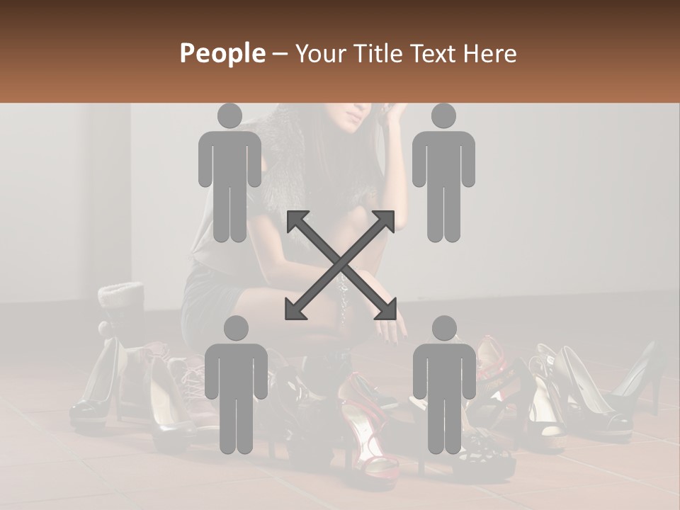 A Woman Kneeling Down Next To A Bunch Of Shoes PowerPoint Template