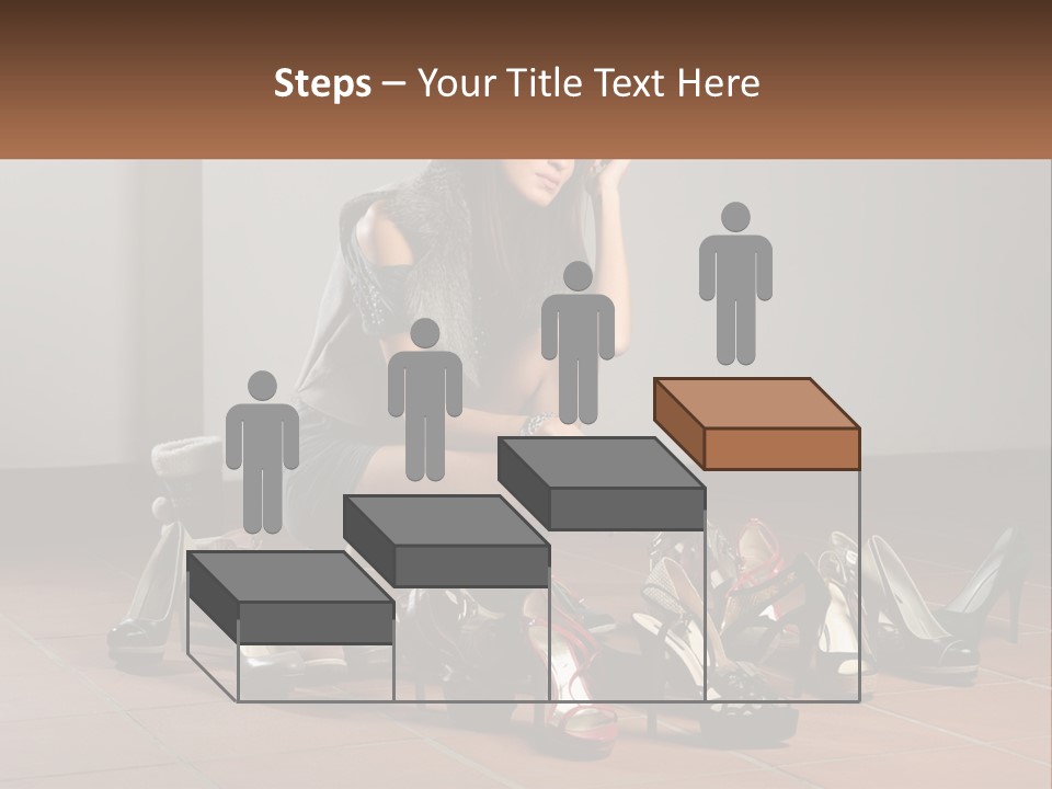 A Woman Kneeling Down Next To A Bunch Of Shoes PowerPoint Template