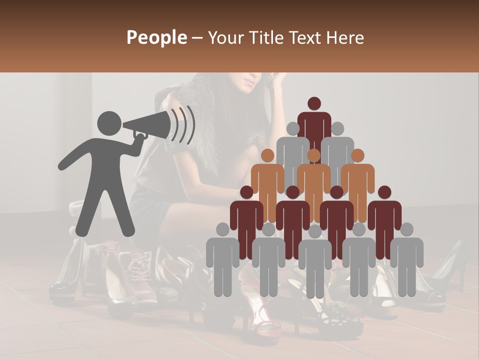 A Woman Kneeling Down Next To A Bunch Of Shoes PowerPoint Template