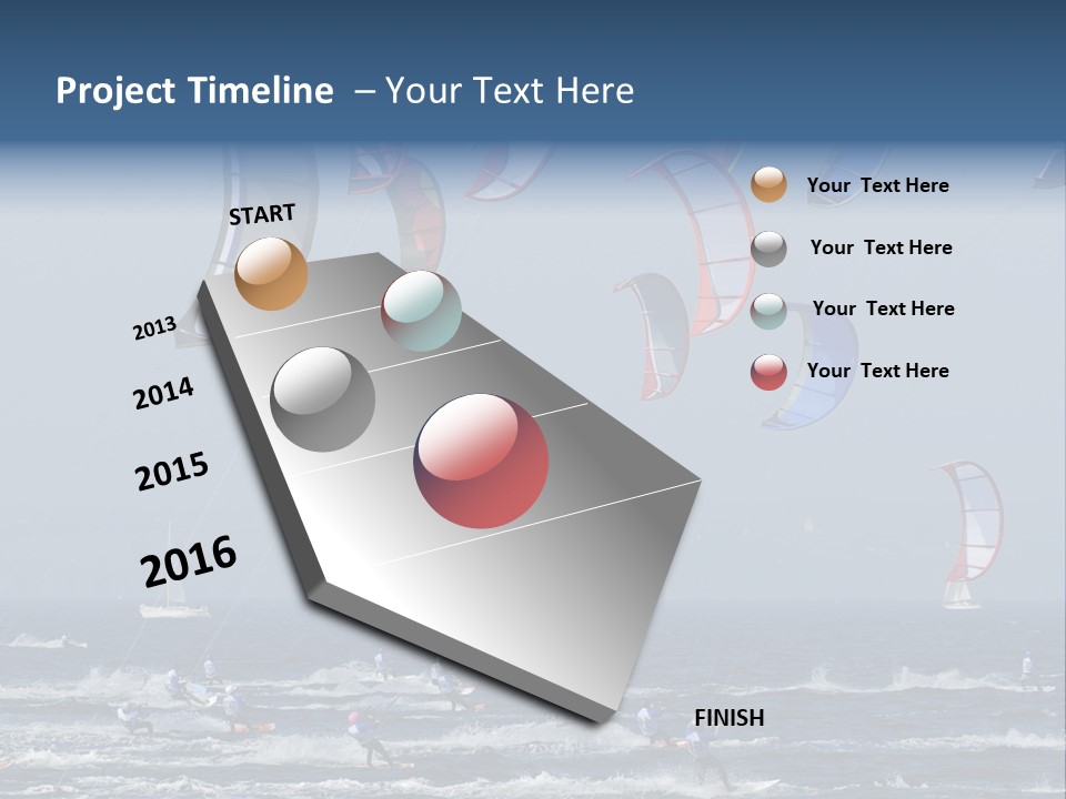 A Group Of Kites Being Flown Over The Ocean PowerPoint Template