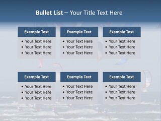 A Group Of Kites Being Flown Over The Ocean PowerPoint Template